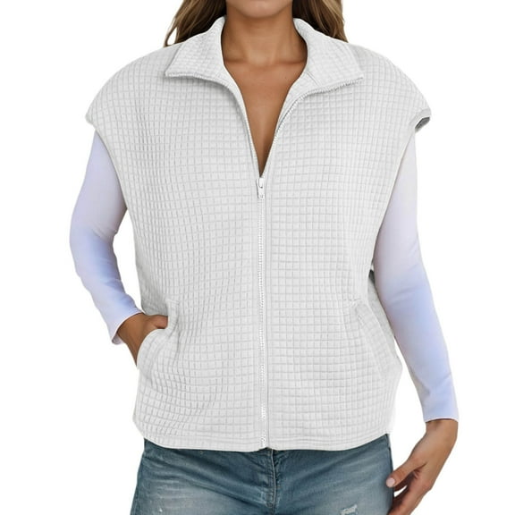 TIANZEN Knit Zip Front Vest Sleeveless Oversized Outerwear With Side Pockets Casual Layering Cardigan And Coat Women 16 plus Size Womens Coats