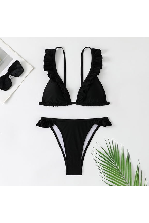 Korean Style Bikini Ruffle Swimsuit For Elegant Pure Desire Two Piece Bathing For Hot And Beach Bikini Swimsuits