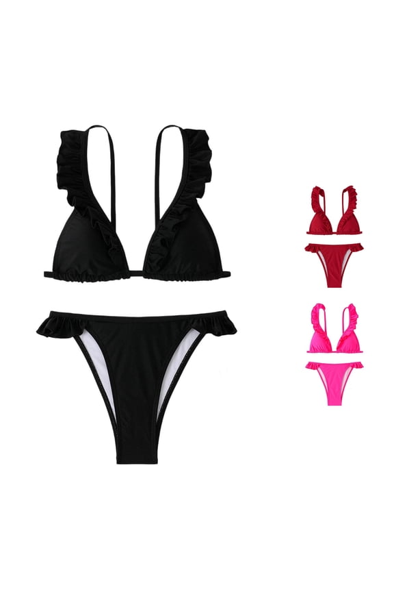 Korean Style Bikini Ruffle Swimsuit For Elegant Pure Desire Two Piece Bathing For Hot And Beach Sparkly Bikini