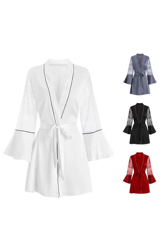 Lace Backless Satin Robe Nightgown With Push Up V Neck And Spaghetti Straps For Sleepwear And Loungewear Womens Light Weight Robe