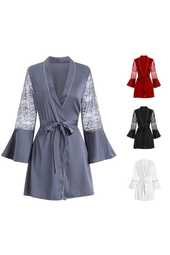 Lace Backless Satin Robe Nightgown With Push Up V Neck And Spaghetti Straps For Sleepwear And Loungewear Womens Light Weight Robe