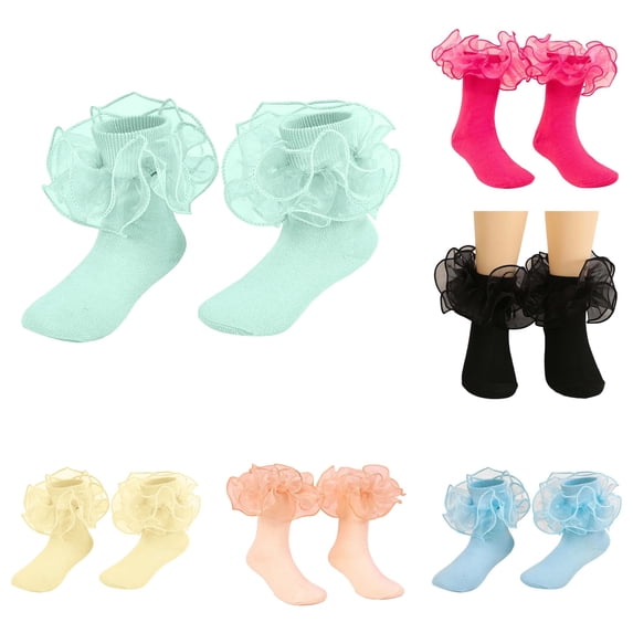 TIANZEN Lace Slim Pure Color Combed Edge Socks For Children Girls Style Student Dance Socks 6 18 Soft Kid Socks