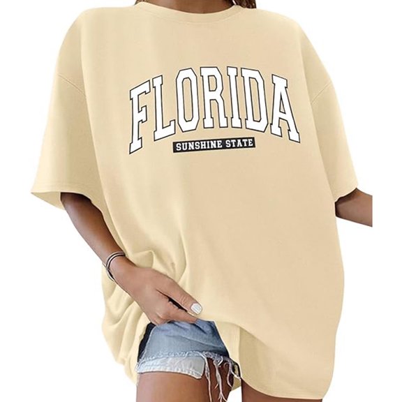 TIANZEN Ladies' Summer Fashion Casual English Letter Print Loose Shoulder Round Neck Short Sleeved T Shirt Top Long Sleeve Plain Shirts for Women Long Sleeves T Shirts for Women Shirt Athletic Women