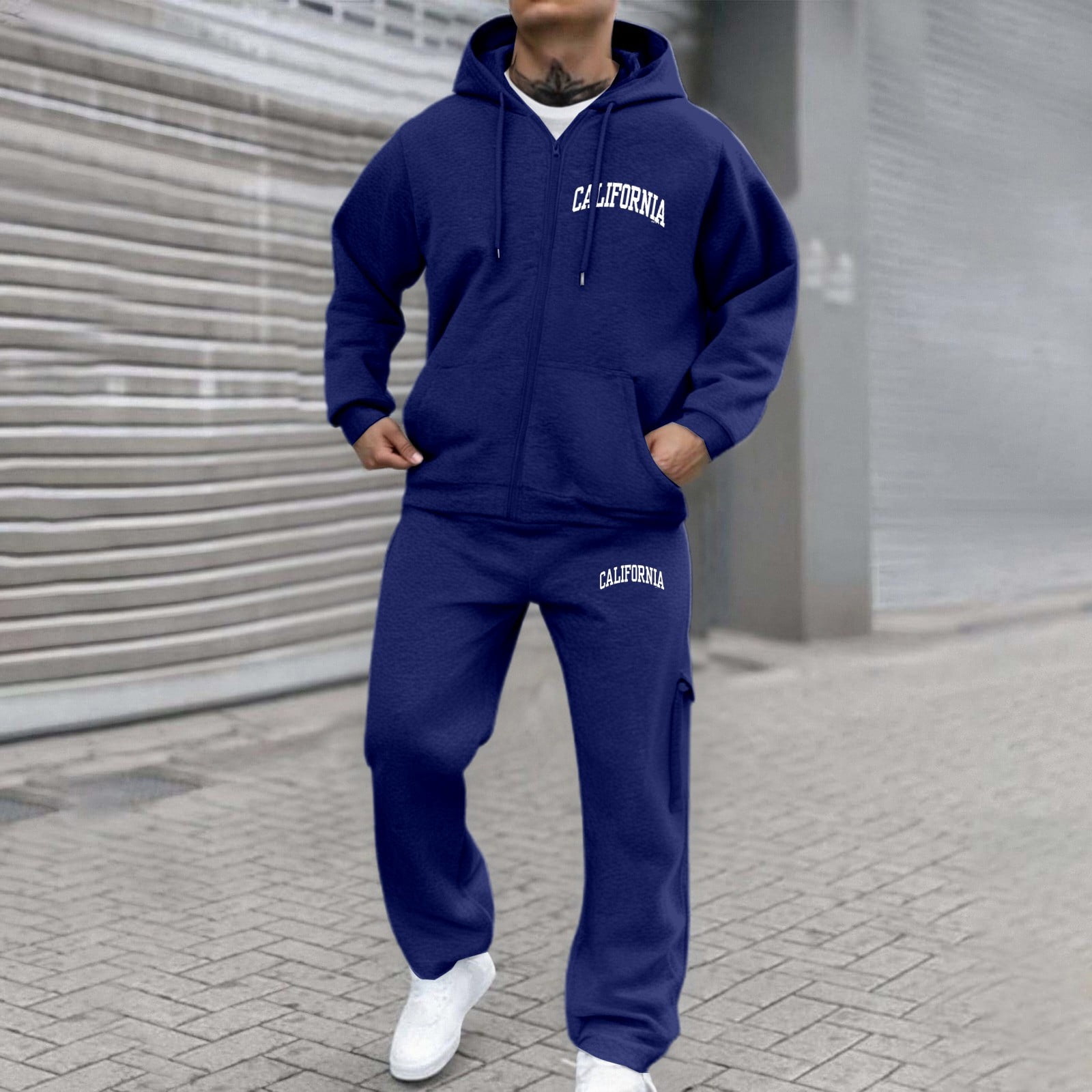 Men’s Casual Knitted Hoodie and Sweatpants Set - Stylish Comfort Wear main image 1