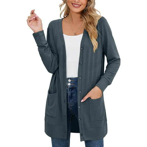 TIANZEN Lightweight Open Front Cardigan Sweater For Women Long Sleeve Causal Button Down Soft Outwear Tops Womens Kimonos for Summer Blank Kimonos Cardigan Sweaters for Women plus Size 4x