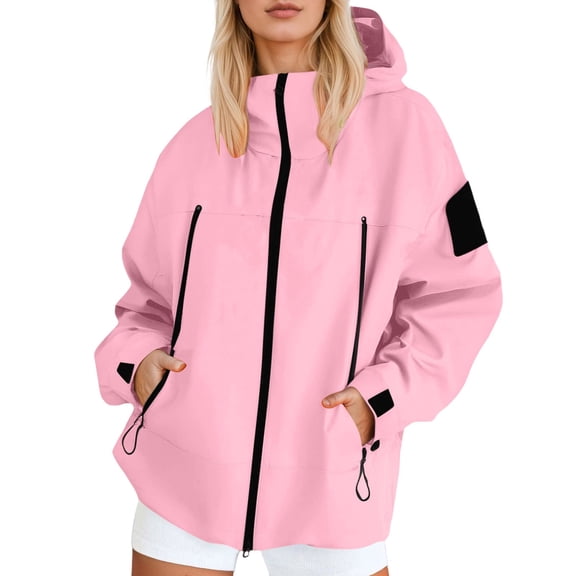 TIANZEN Lightweight Windbreaker Outdoor Hiking Jacket For Fall Casual Wear With Hood Comfortable Travel Work Outfit Nylon Jackets for Women Lightweight Ll Womens Casual Anorak Jacket with Hoodie