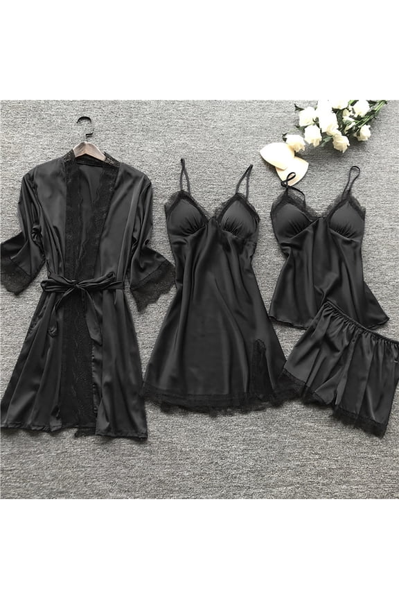 Women Silk Lace Robe Dress Sleepwear Nightdress Pajamas Set 34ddd Bras for Women Daddy Set for Women