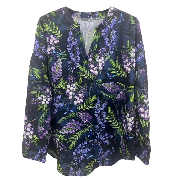 TIANZEN A Long Sleeved V Neck Shirt With European And Floral Style Prints For Women Extra Long Sleeve T Shirt Women Button down Dress for Women Long Sleeve Spandex T Shirt Women