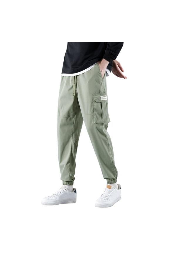 Male Versatile All Season Cargo Pants Pocket Zip Hem Solid Color Plus Size Outdoor Trousers Chinos Men Outdoor Star