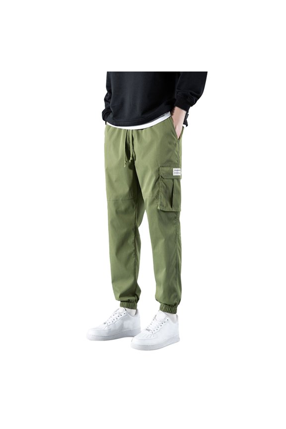 Male Versatile All Season Cargo Pants Pocket Zip Hem Solid Color Plus Size Outdoor Trousers Chinos Men Outdoor Star