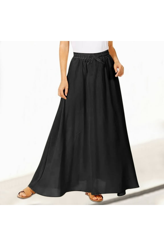 Maxi Skirts For Women Reg & Plus Size Women's Long Skirts Flowy Summer Skirt Aline Elastic High Waisted Trendy Maxi Dress with Sleeves Body Midi Dresses for Women Long Dresses Women