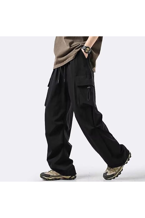 Men Fashionable Casual Cargo Pants Comfortable Pocket Drawstring Sweatpants Wide Leg Cargo Pants Big Boys Sleepers