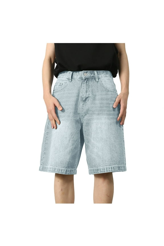 Men Pants Comfortable Casual Denim Shorts Fashionable Stretch Outdoor Denim Shorts E Motion Straight Fit Leg Little Boy