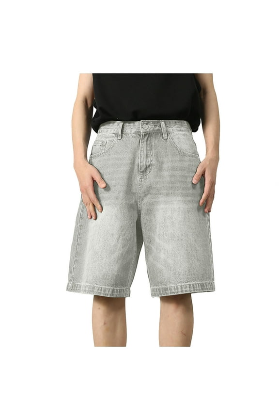 Men Pants Comfortable Casual Denim Shorts Fashionable Stretch Outdoor Denim Shorts E Motion Straight Fit Leg Little Boy