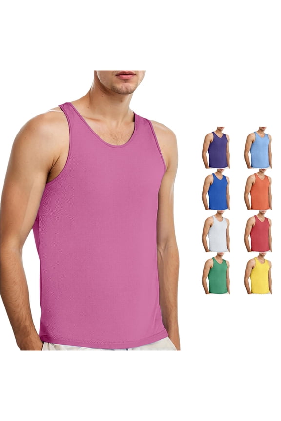 Men Sleeveless Solid Vest Tops Casual Popularity Side Wide Fork Fitness Sports Garment Loose Vest Medium Tall T Shirts for Men