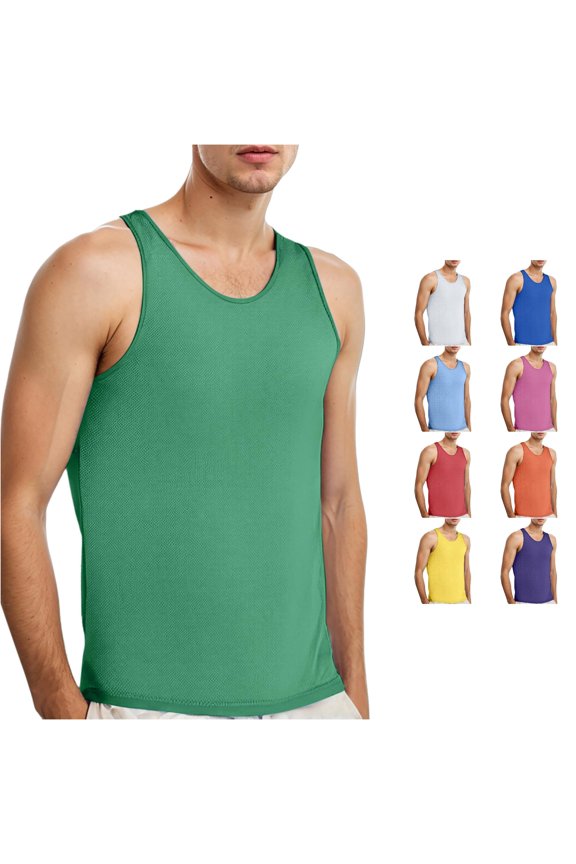 Men Sleeveless Solid Vest Tops Casual Popularity Side Wide Fork Fitness Sports Garment Loose Vest Medium Tall T Shirts for Men