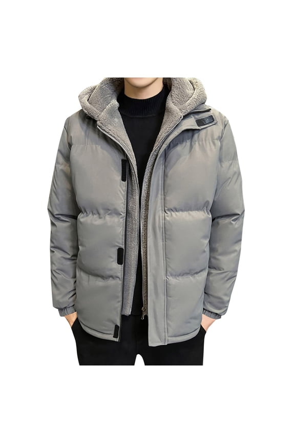 Men Solid Color Two Large Hooded Thick Warm Clothing Casual Business Trend Foreign Trade Jacket Boys Winter Coat Men S Coats plus Size