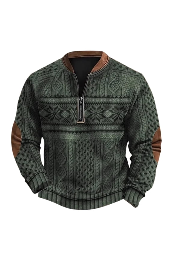 Men's 3D Printed Half Zip Sweatshirt Autumn And Winter Printed Sweatshirt Distressed Sweatshirt Men Sunny Day Jacket