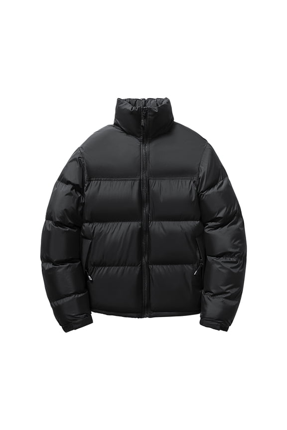 Men's Autumn&Winter Color Matching Stand-up Collar Hooded Long Sleeved Jacket Zipper Anorak Coats for Men Real down