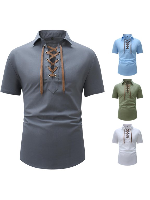 Men's Button Down Collar Plain Loose Fit Short Sleeve Shirt For Casual Wear Mens Shirts Medium