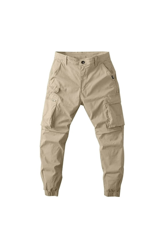 Men's Cargo Pants For Everyday Casual Outdoor Activities Comfortable Relaxed Fit With Zipper Details For Spring And Summer Tan Cargo Pants for Men Sippers for Toddlers