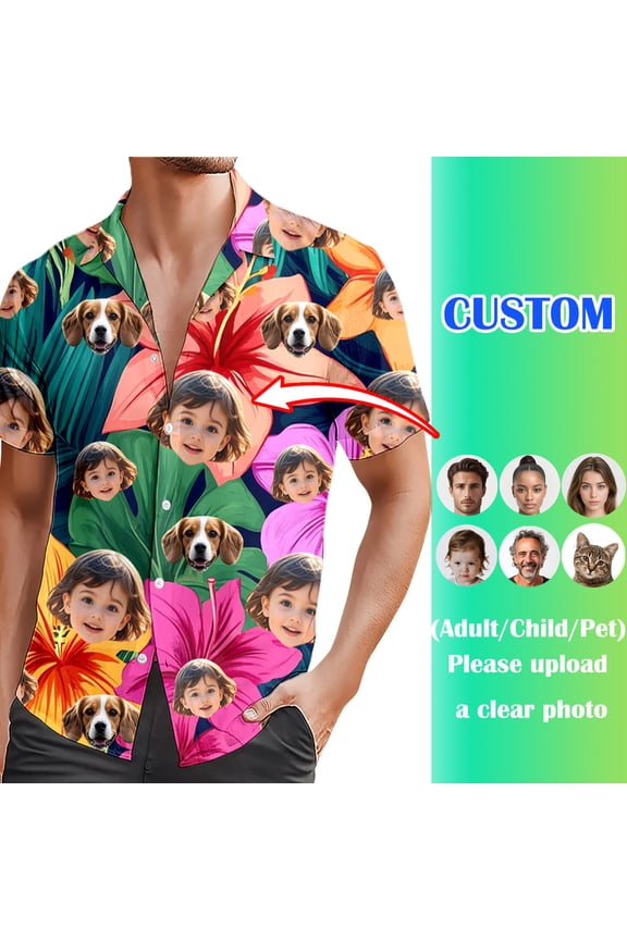 Men's Funky Shirt Summer Floral Style Printed Casual Shirt Personalised Custom Shirt Mens Slim Fit Dress Shirt