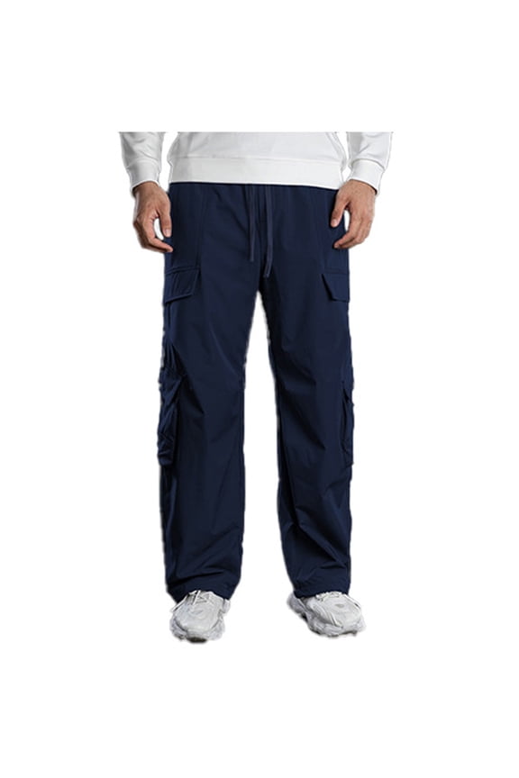 Men's Loose High Street Fashion Pocket Casual Trousers Thick Straight Leg Wide Leg Cargo Pants Pants Cargo Construction Work Clothes for Men