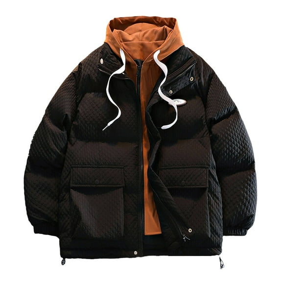 TIANZEN Men's Loose Padded Jacket Winter Shuai Hooded Warm Couples Padded Jacket Casual Everything Fall Jacket Men for Woman