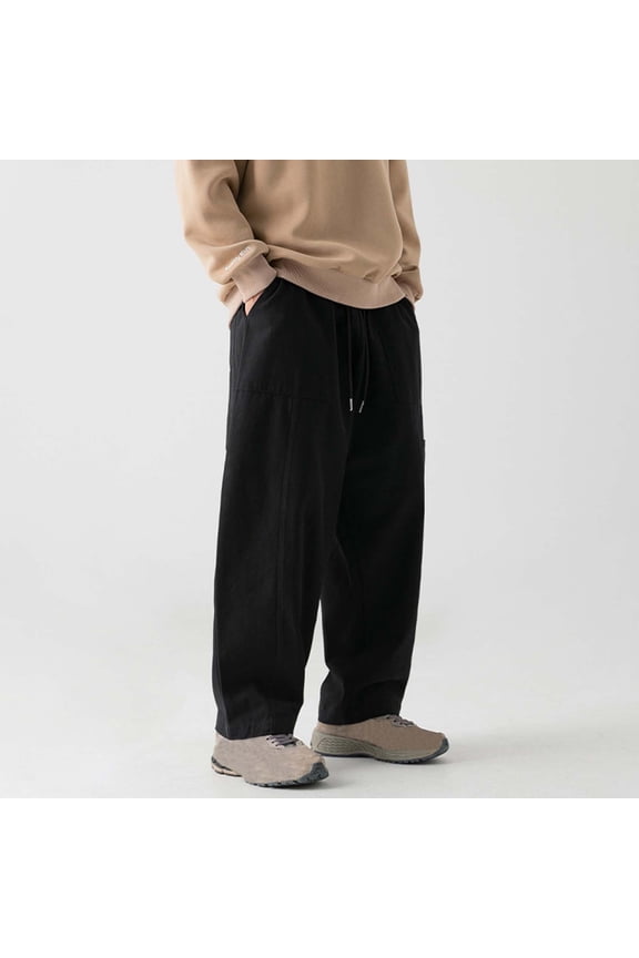 Men's Mid Seam Patchwork Design Cargo Pants Casual Loose Straight Leg Pants Cargo Pants for Men with Pockets with