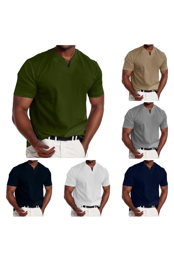 Men's Muscle V Neck Shirts Slim Fit Shirt Short Sleeve T Shirts Casual Tee Workout Shirt