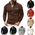 thumbnail image 1 of TIANZEN Men's Spring And Summer Daily Casual Patchwork Checkered Lapel Long Sleeved Top Mens Colla Shirt, 1 of 5