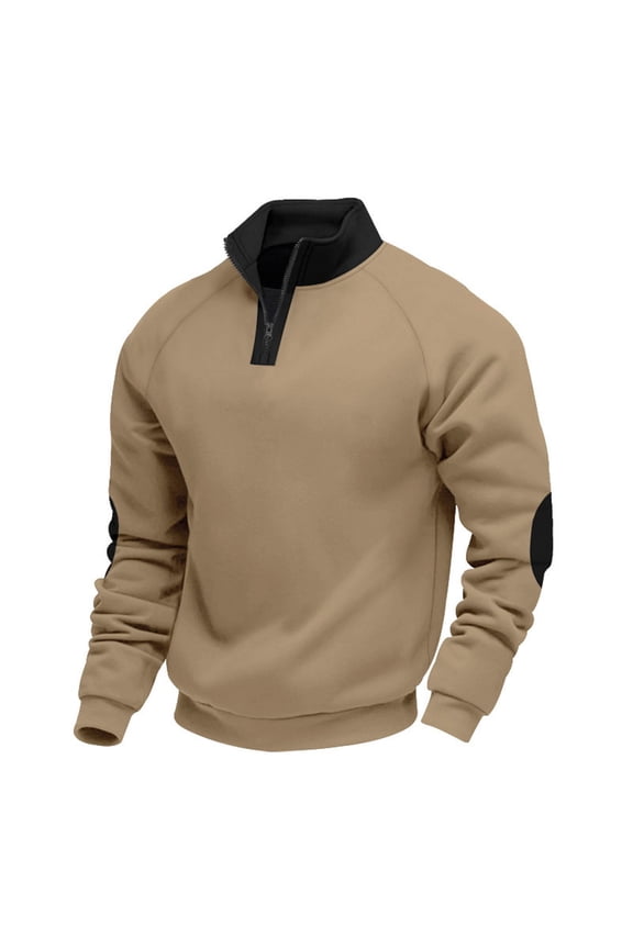 Men's Stand Collar Sweatshirt Quarter Zip Pullover Long Sleeve Casual Warm Jacket Soft Thermal Lined Outerwear For Autumn Winter Sweatshirt Tunic Men Hoodie Zip Crop Sweatshirts for Men