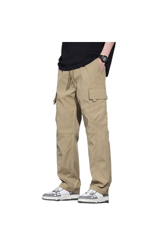 Men's Summer Casual Wide Leg Cargo Pants With Multiple Pockets Straight Fit Youth Trousers Memory Foam Memory Boy