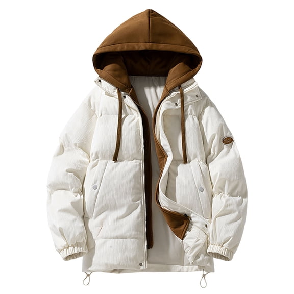 TIANZEN Men's Winter Corduroy Coat Jacket Thickened With Pockets Hooded Casual Style Coat Jacket Face Moms Jacket