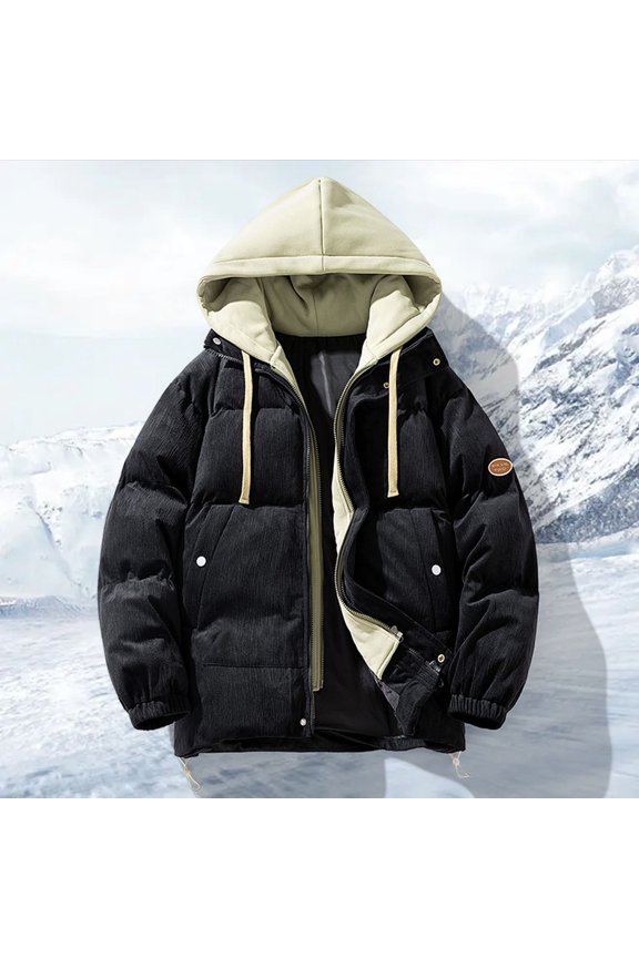 Men's Winter Corduroy Coat Jacket Thickened With Pockets Hooded Casual Style Coat Jacket Petite Coats Men Lightweight Jacket