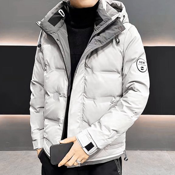 TIANZEN Men's Winter Long Sleeve Hooded Thickened Warm Casual Style Outdoor Jacket With Pockets plus Size Winter Coat Men Winter Fashion