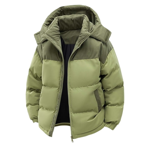 TIANZEN Men's Winter Thickened Warm Stand Up Collar Hooded Coat Casual Style Long Sleeved Coat Jacket with Zipper for Men Warmest Jacket