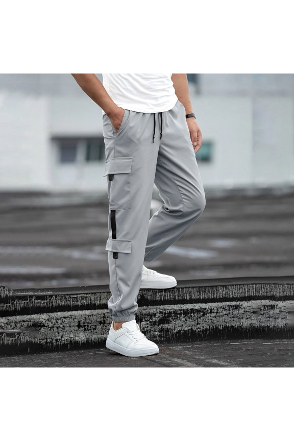 Mens Spring And Autumn Fashion Casual Pure Solid Color Bundle Foot Pocket Casual Pants Panty Sock Fuzzy