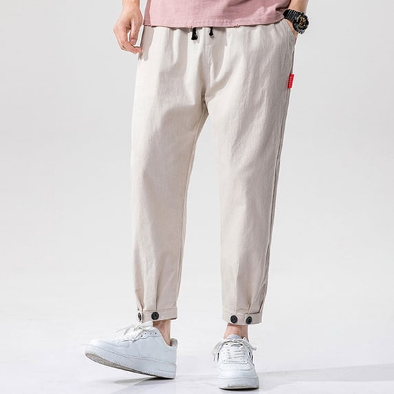 TIANZEN Mens Straight Casual Trousers Loose Nine Point Sports Pants For Men Baggy Jumpsuit for Men