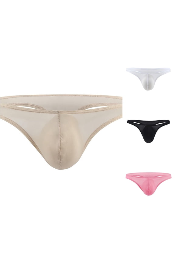 Mens Thong Underwear G String Enhancing Pouch T Back Bikini Briefs Male Underwear