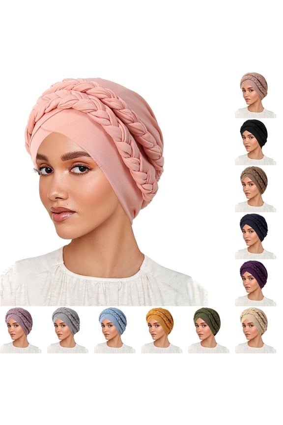 Milk Silk Hijab Headband Two Tone Solid Color Head Wrap With Design Headband Set