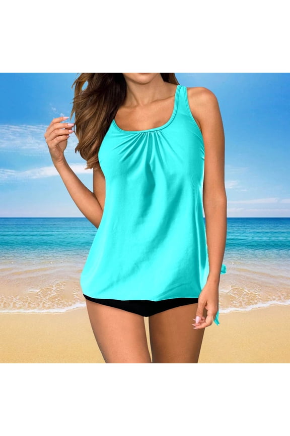 New Swimwear Split Women's Printing Square Corner Tankini Swimwear Top Support Swimsuits for Women Women Swimsuit Tops with A Bra plus Size Swimsuit for Women