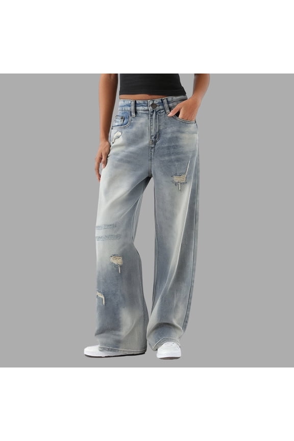 Personality Plus Size Jeans Waist Waisted Wide Leg Trousers Loose Plus Size Mop Pants Women Women Pants Casual Work Womens Business Casual Pants plus Summer Pants for Women Casual