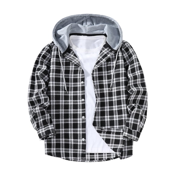 TIANZEN Plaid Long Sleeve Shirt With Hood Casual Comfort Fit Button Down And Outdoor Wear Stylish Versatile Top E Couture Shirts Men Mens Nice Shirts