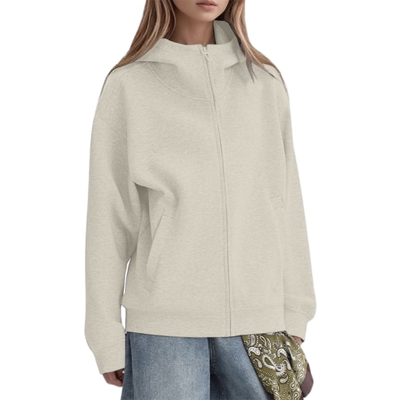 TIANZEN Plus Size Hooded Zip Up Jacket Windproof Stand Collar Pullover Sweatshirt Casual Streetwear Outerwear Coat Warm Ladies Coats Long Warm Winter Coats for Women plus Long Coat