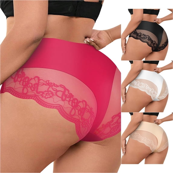 TIANZEN Plus Size Lace Triangle Panties Soft Breathable Underwear Comfort Fit Daily Wear High Cut Bikini Panties for Women