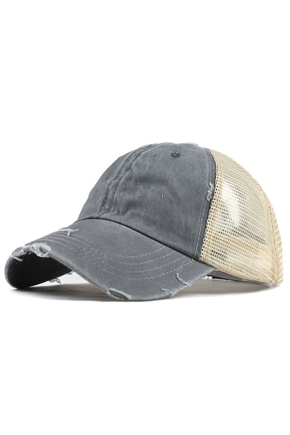Ponytail Messy Buns Trucker Plain Baseball Visor Cap Unisex Hat Papa Hat