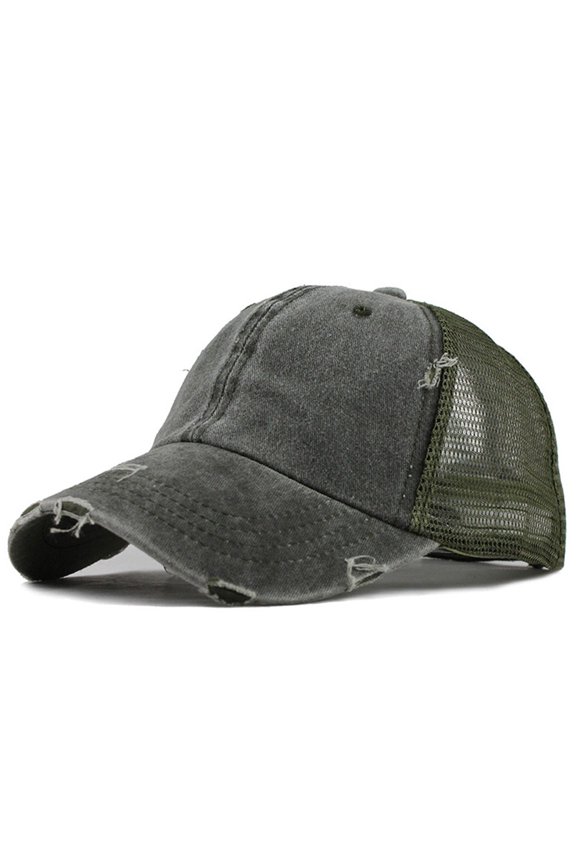 Ponytail Messy Buns Trucker Plain Baseball Visor Cap Unisex Hat Papa Hat