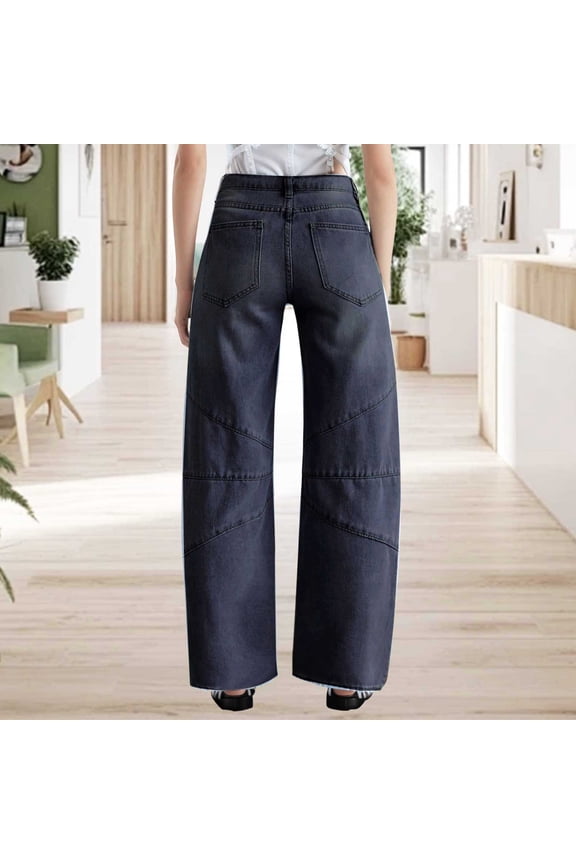 Retro Washed Mid Waist And Loose Pleated Banana Style Versatile Jeans Womens Pants Patterns Womens Casual Harem Baggy Pants
