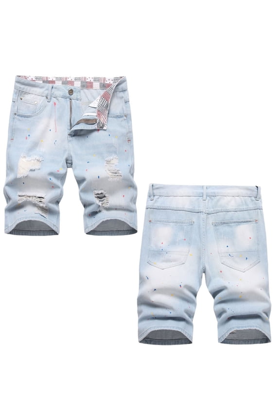 Ripped Jean Shorts Men Stretch Loose Fit Classic Casual Denim Shorts Loose Fit Strethch Summer Zip Up Jorts With Pockets Indoor 505